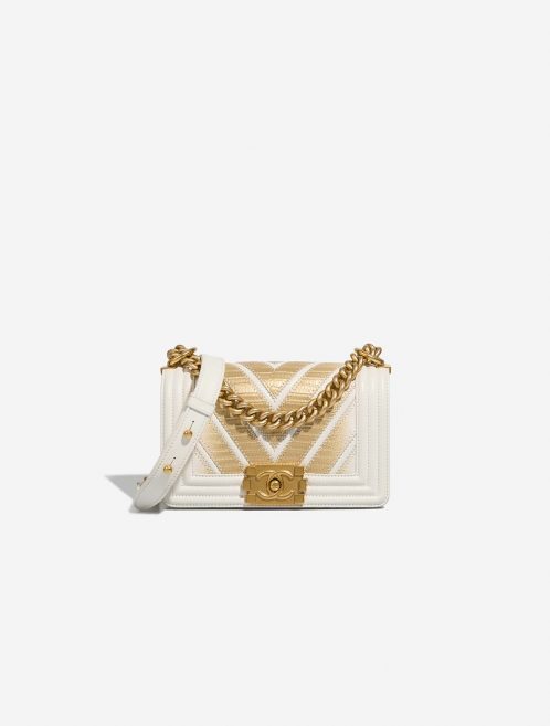 Chanel Boy Small Gold-White Front | Vendez votre sac de créateur sur Saclab.com