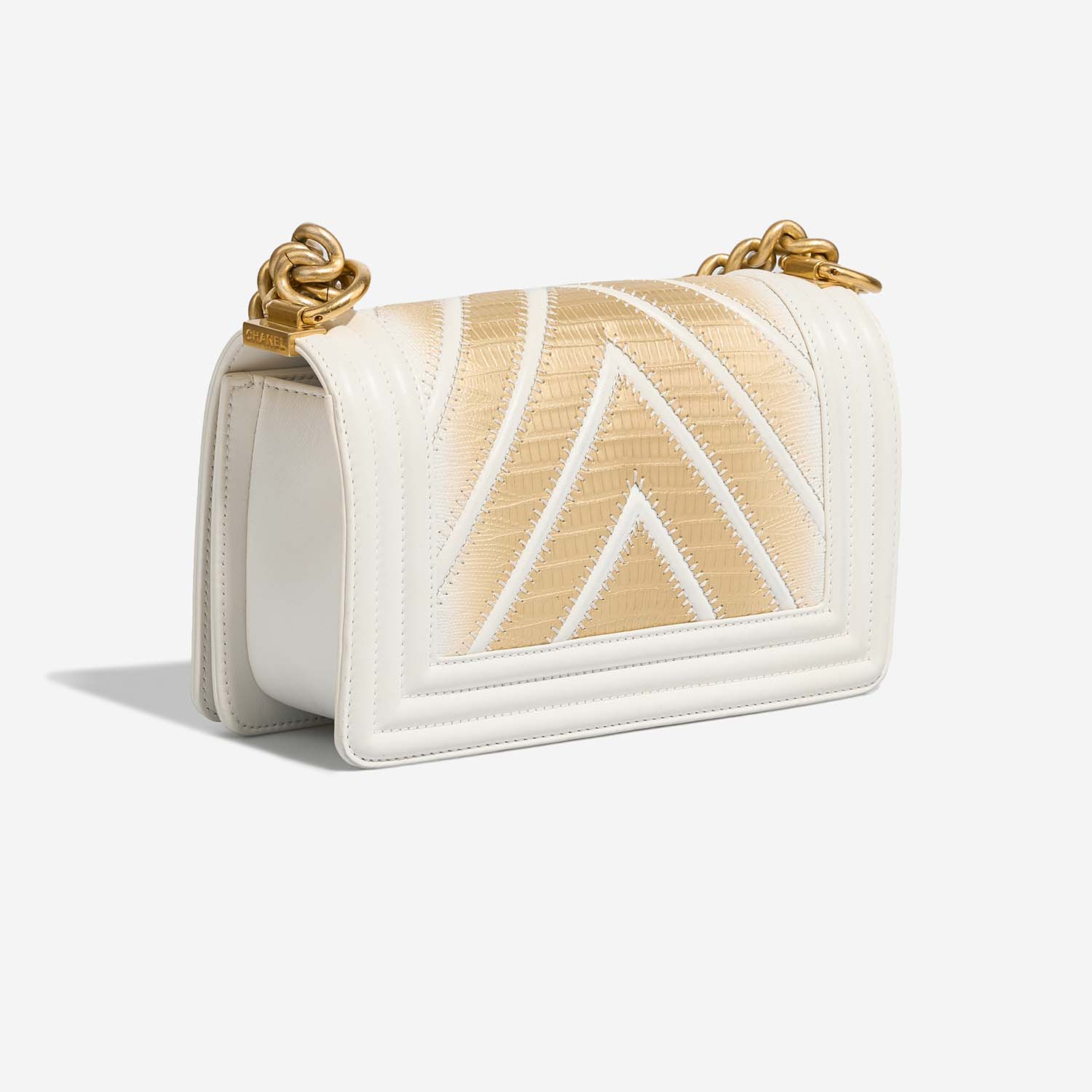 Chanel Boy Small Gold-White 7SB S | Sell your designer bag on Saclab.com