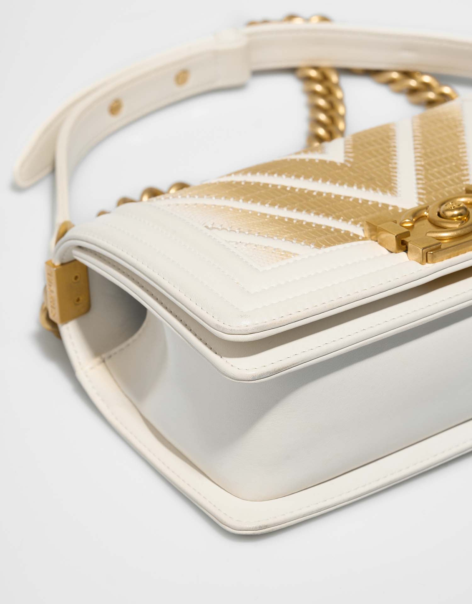 Chanel Boy Small Gold-White signs of wear | Sell your designer bag on Saclab.com