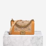 Chanel Boy New Medium Lamb / Embroidery Orange / Multicolour Front | Sell your designer bag