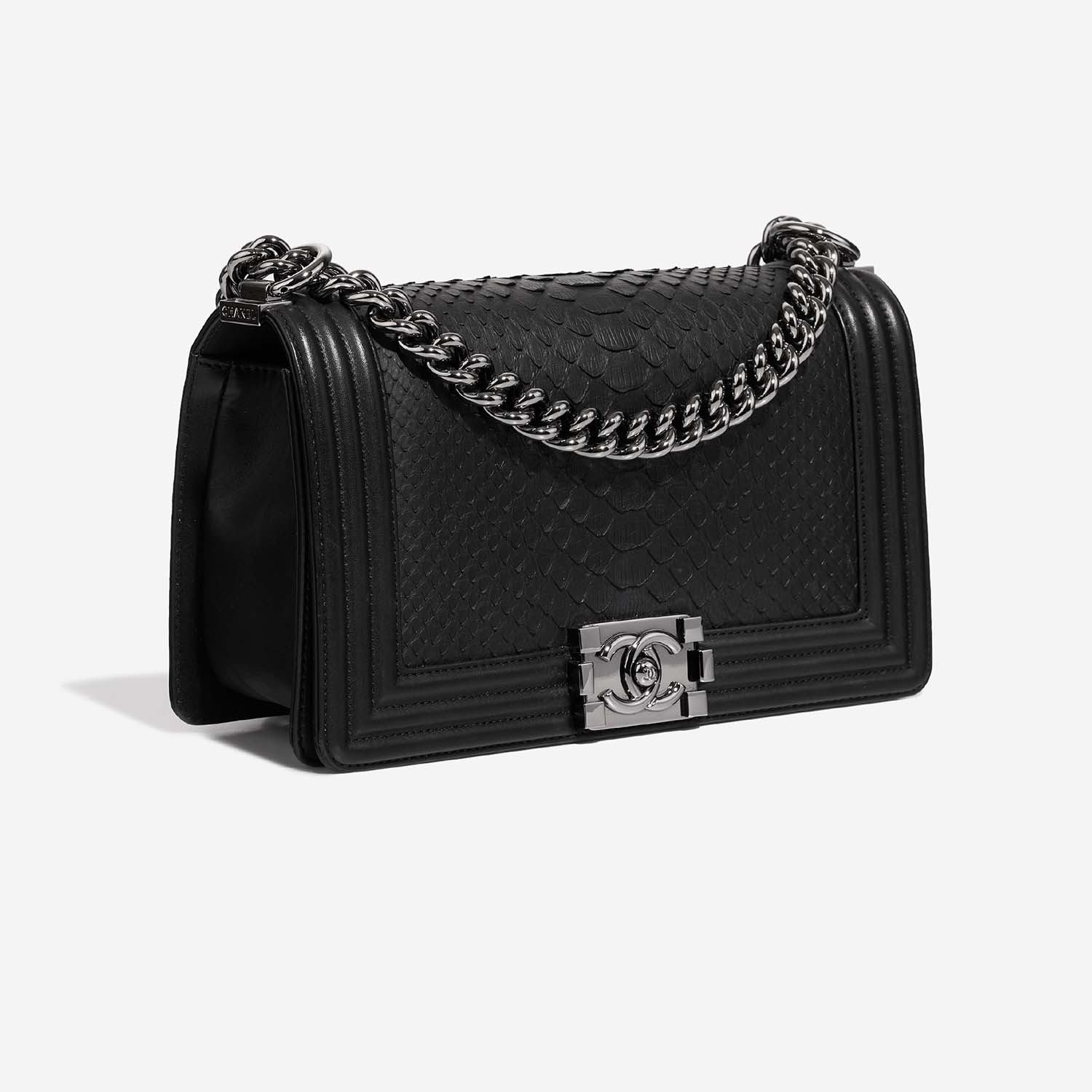 Chanel Boy OldMedium Black Side Front  | Sell your designer bag on Saclab.com