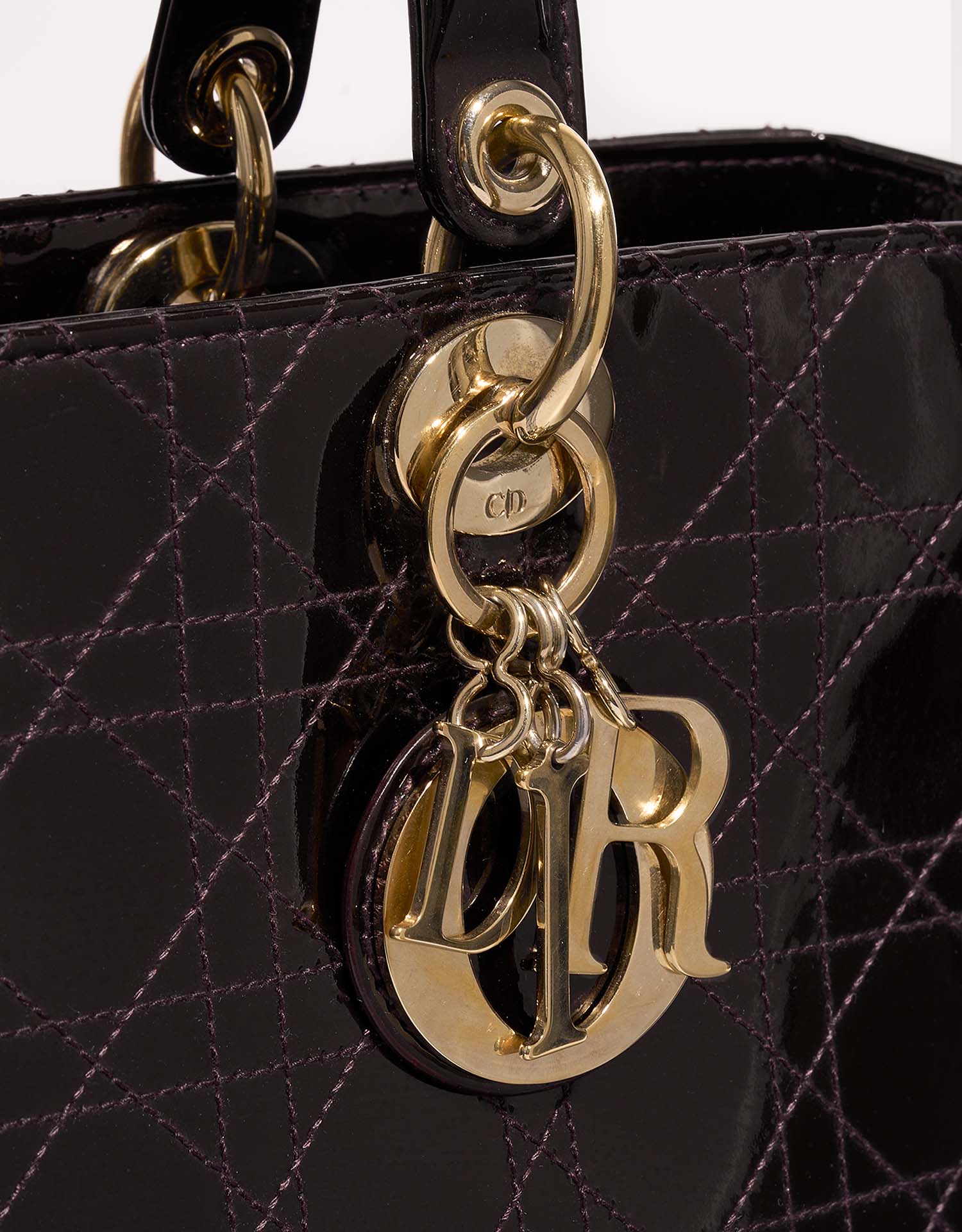 Dior Lady Large DarkPurple Closing System  1 | Sell your designer bag on Saclab.com
