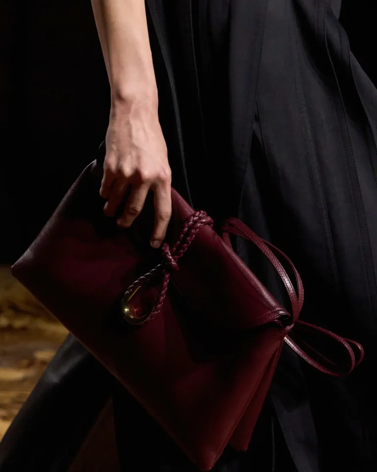 Bag Trends Fall Winter 2024 | Bottega Veneta Burgundy Red Clutch