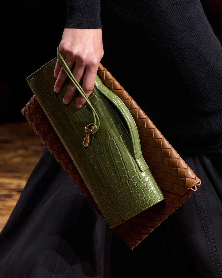 Fall/Winter 2024 Bottega Veneta Cylinder-shaped Clutch. Image: Launchmetrics Spotlight