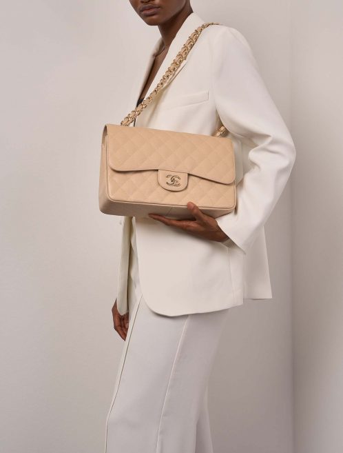 Chanel Timeless Jumbo Beige Sizes Worn | Sell your designer bag on Saclab.com