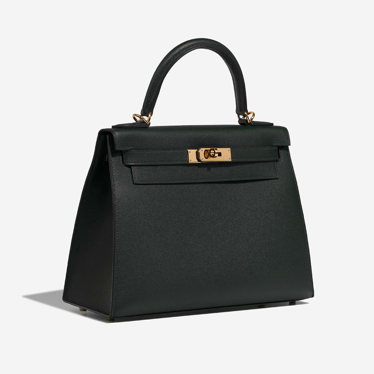 Hermès Kelly 28 VertRousseau Side Front  | Sell your designer bag on Saclab.com