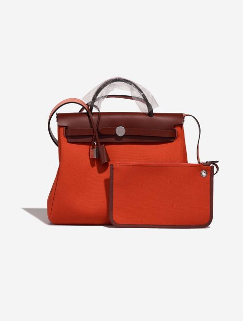 Pre-owned Hermès bag Herbag 31 Toile / Vache Hunter Orange Mécano / Rouge H Orange, Red | Sell your designer bag on Saclab.com