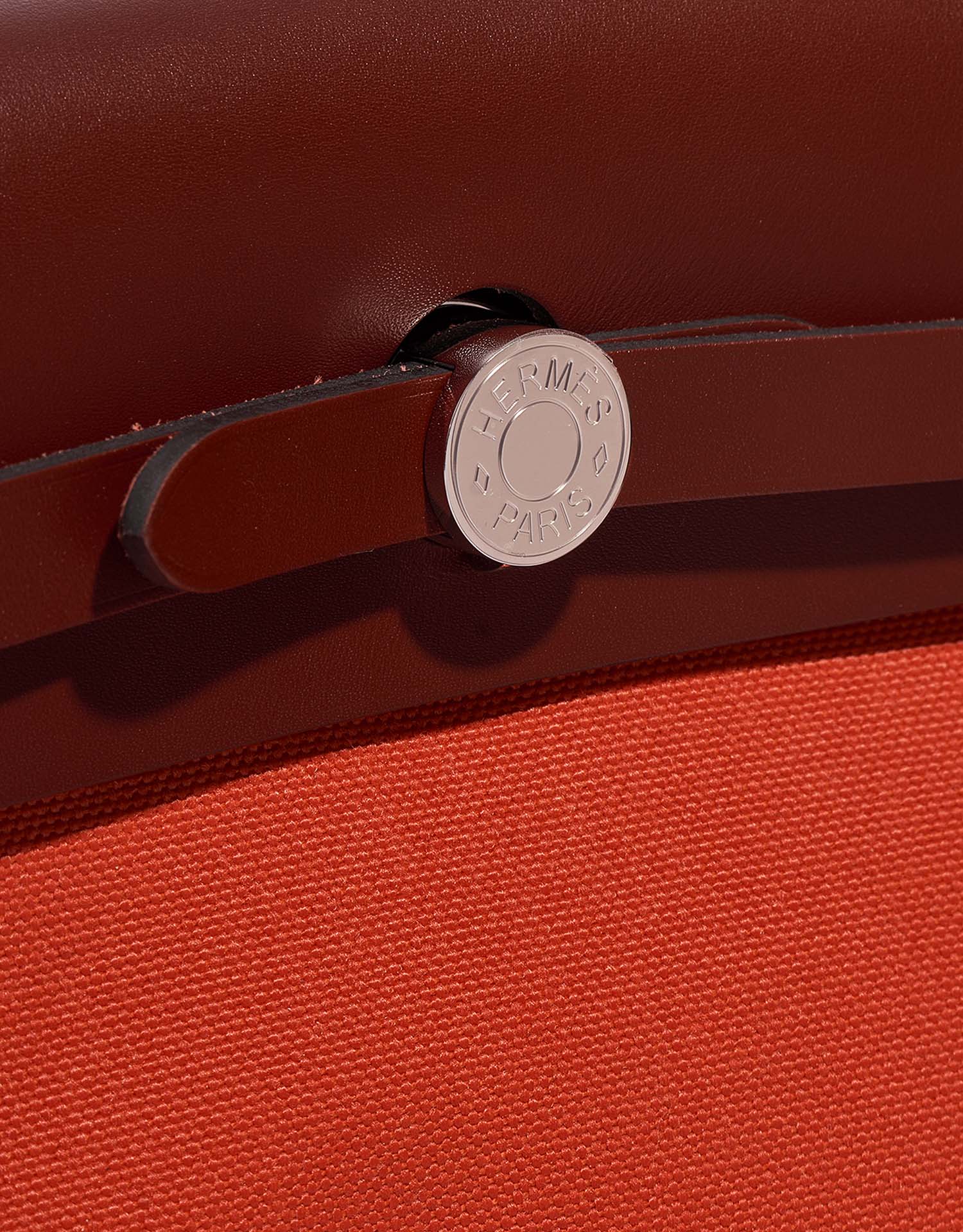 Hermès Herbag 31 In Orange Mècano And Ecru Toile And Rouge H Vache Hunter  Leather With Palladium Hardware in Red