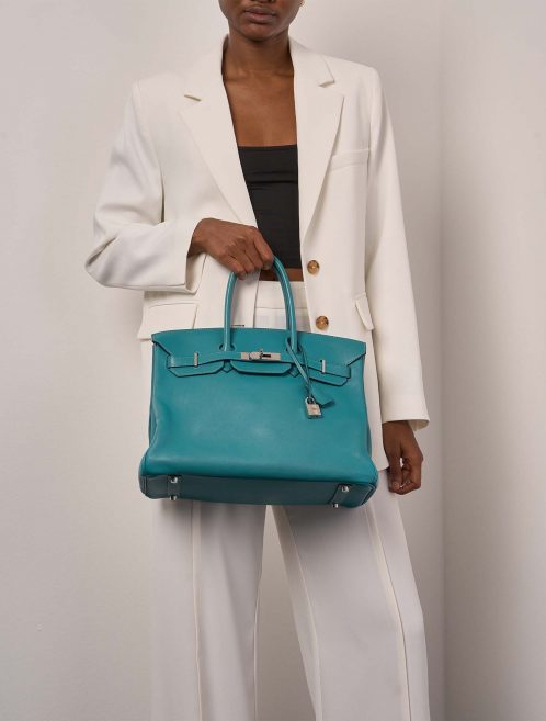 Hermès Birkin 35 BleuPaon Sizes Worn | Sell your designer bag on Saclab.com