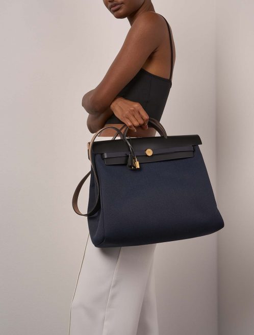 Hermès Herbag 39 Black-BlueToile 1M | Sell your designer bag on Saclab.com