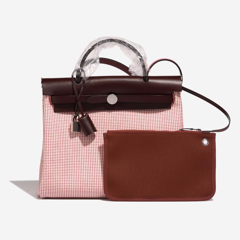 Hermès Herbag 31 Ecru-Blanc-Framboise-Rouge 2F S | Sell your designer bag on Saclab.com