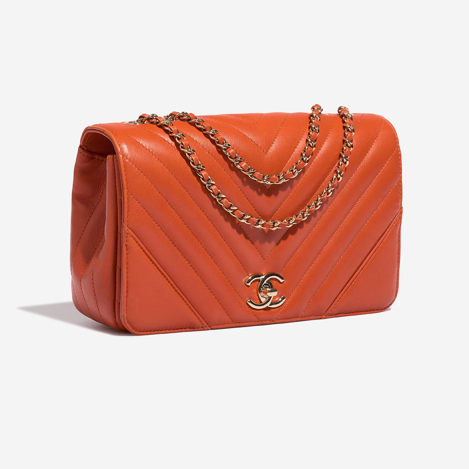 Chanel Timeless Medium Orange Side Front  | Sell your designer bag on Saclab.com