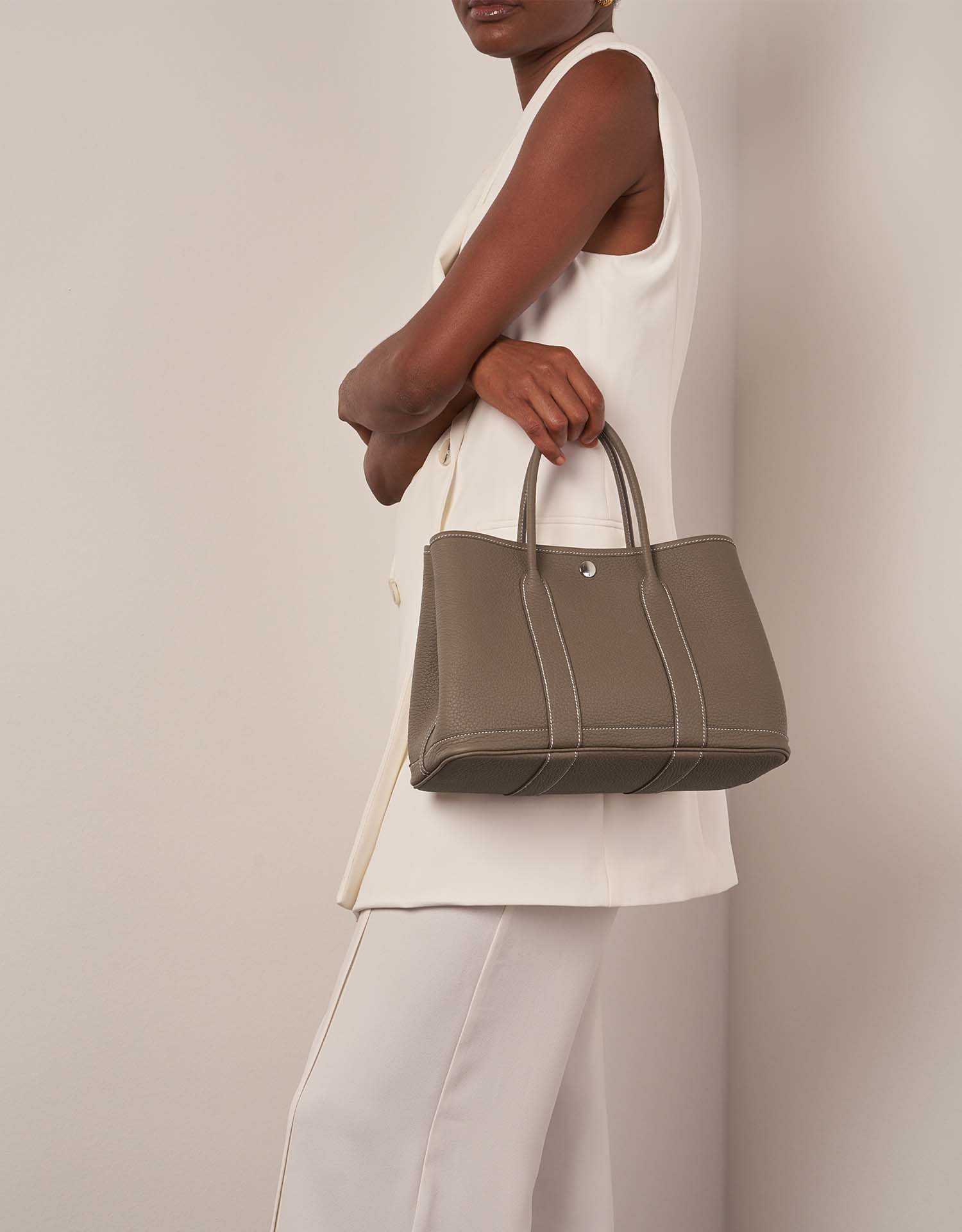Hermès Garden Party 30 Etoupe Sizes Worn | Sell your designer bag on Saclab.com