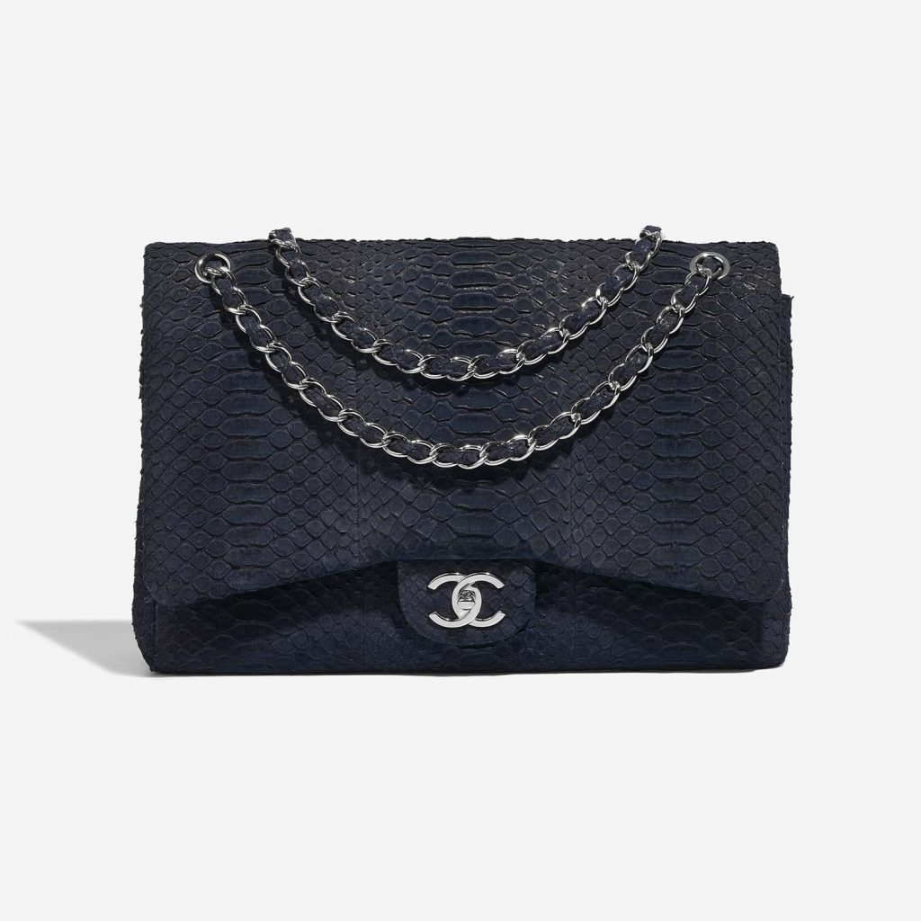 Chanel Timeless Maxi Python Dark Blue | SACLÀB