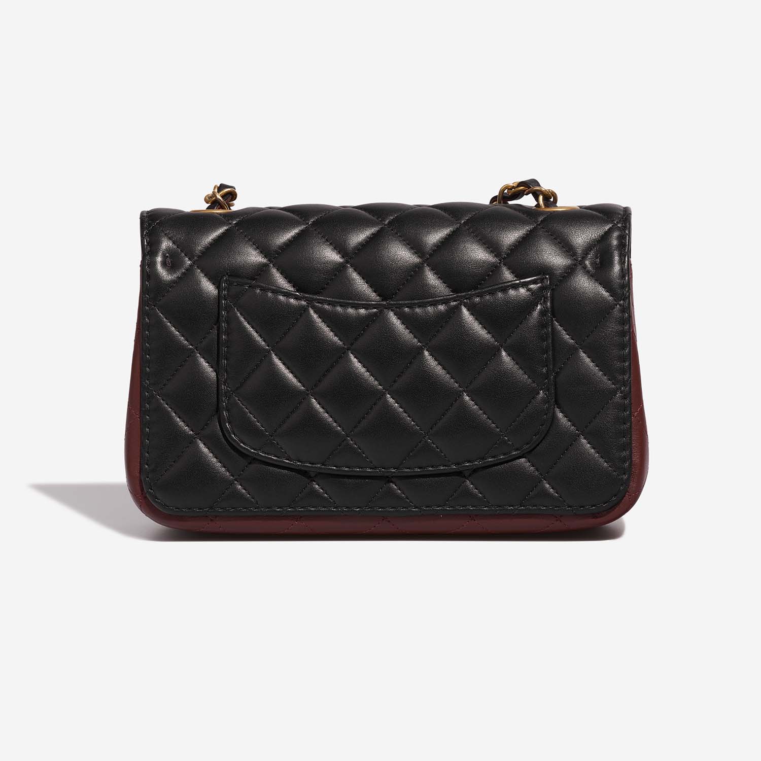Chanel Timeless MiniRectangular Black-DarkBurgundy Back  | Sell your designer bag on Saclab.com