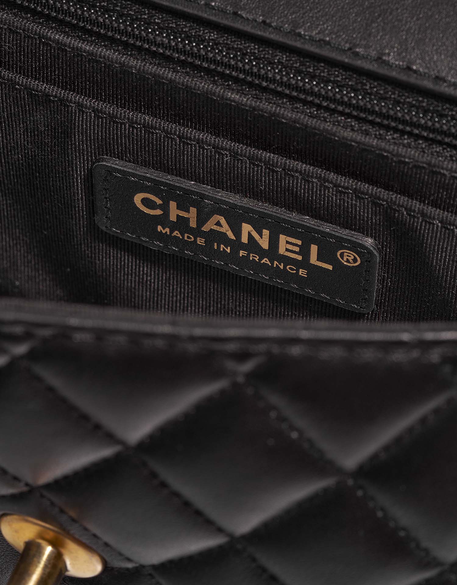 Chanel Timeless MiniRectangular Black-DarkBurgundy Logo  | Sell your designer bag on Saclab.com