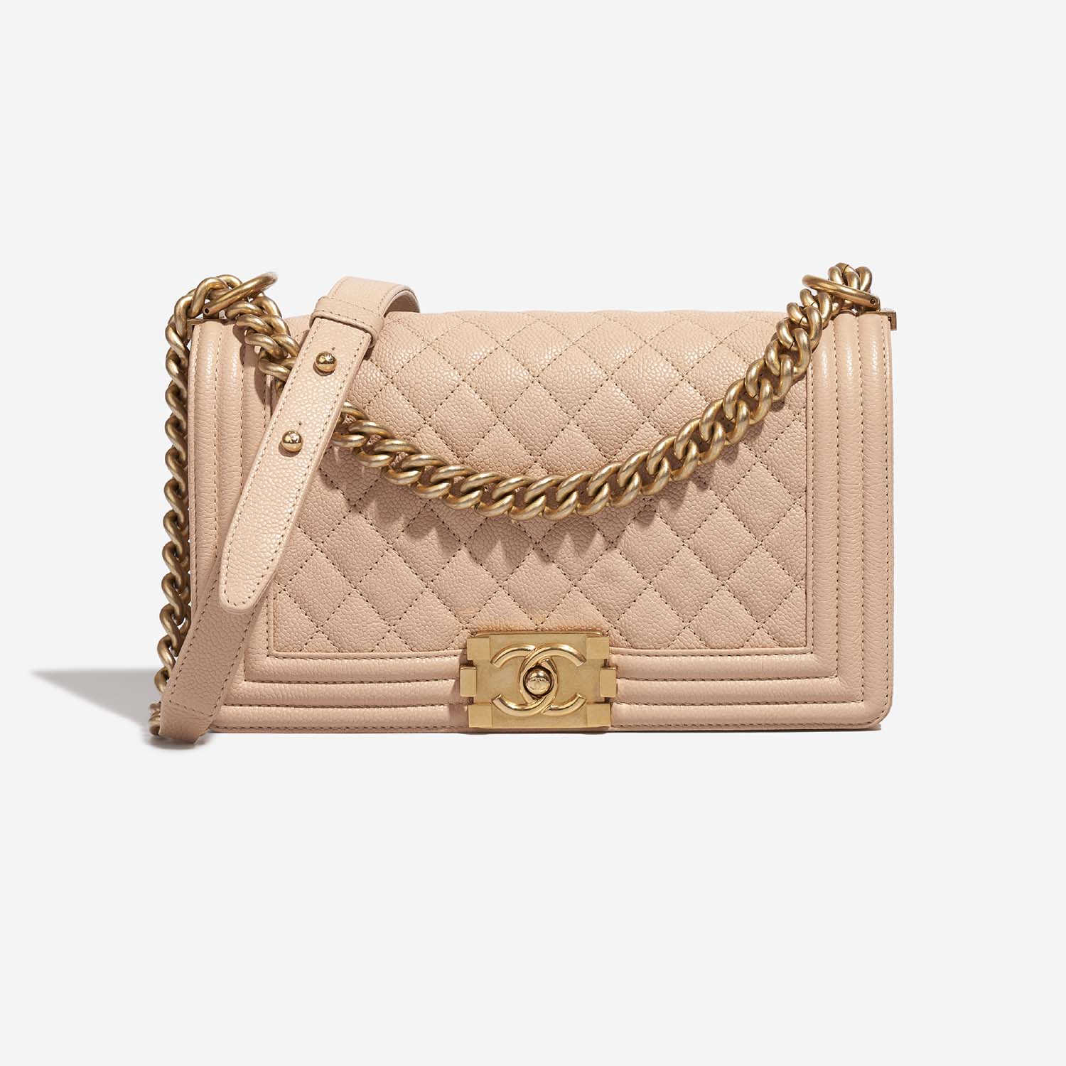 Chanel Boy OldMedium Beige Front  | Sell your designer bag on Saclab.com