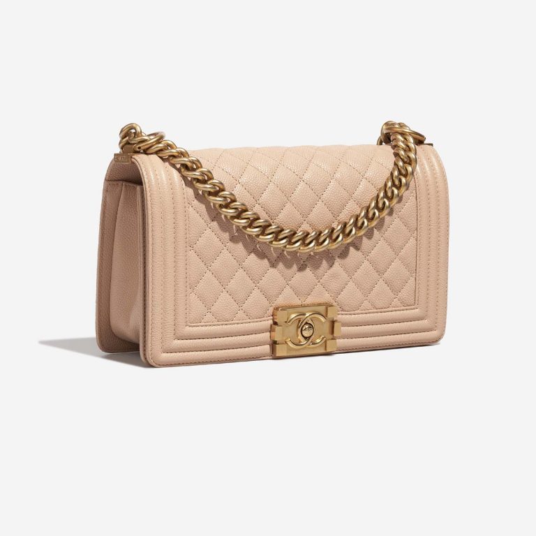 Chanel Boy OldMedium Beige Side Front  | Sell your designer bag on Saclab.com