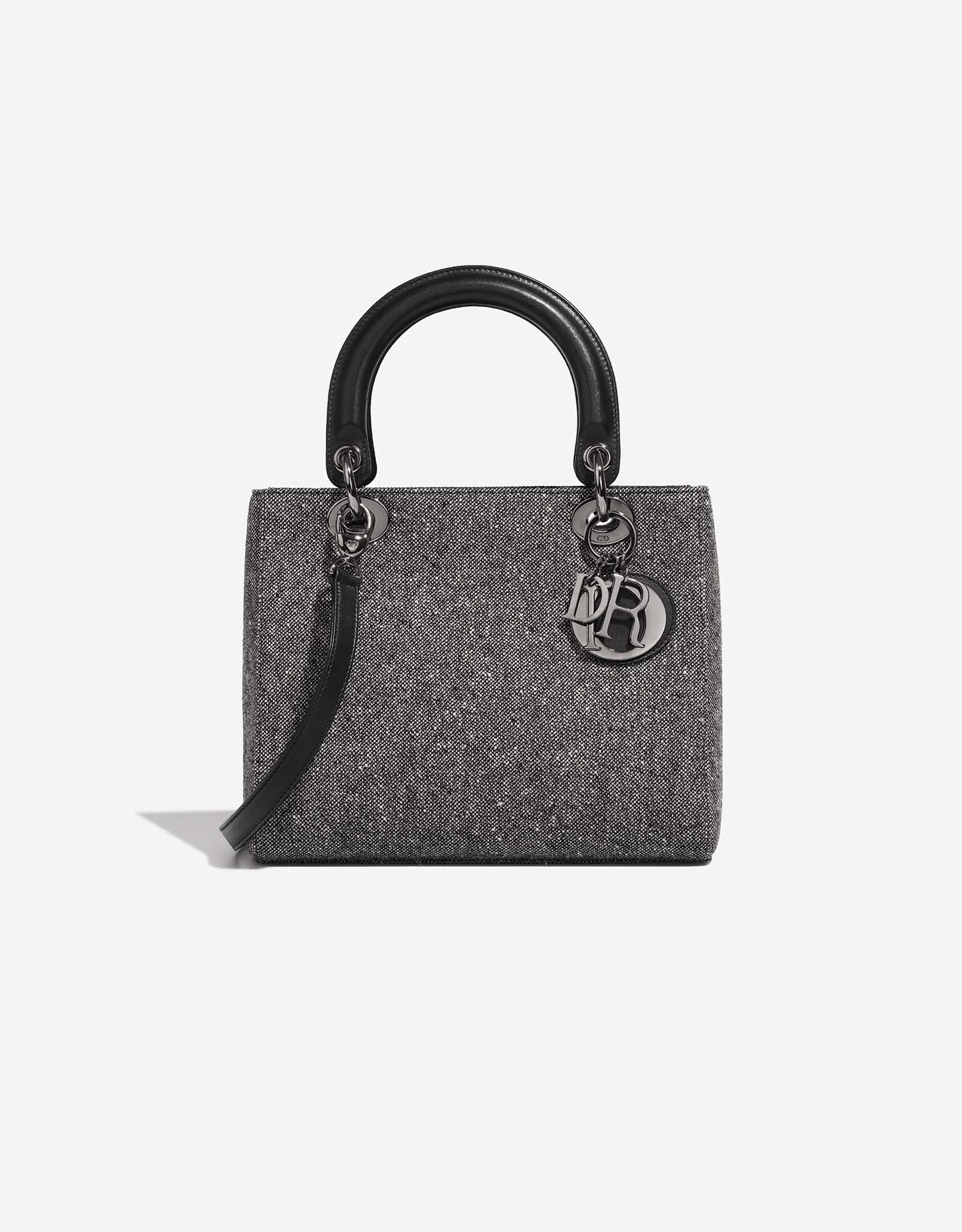 CHRISTIAN DIOR Black Ostrich leather Mini Lady Dior Shoulder Strap Bag