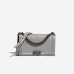 Chanel Boy OldMedium LightGray Front  | Sell your designer bag on Saclab.com