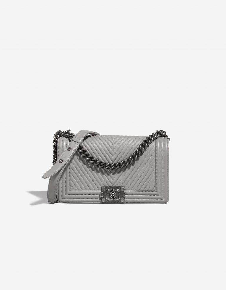 Chanel Boy OldMedium LightGray Front  | Sell your designer bag on Saclab.com