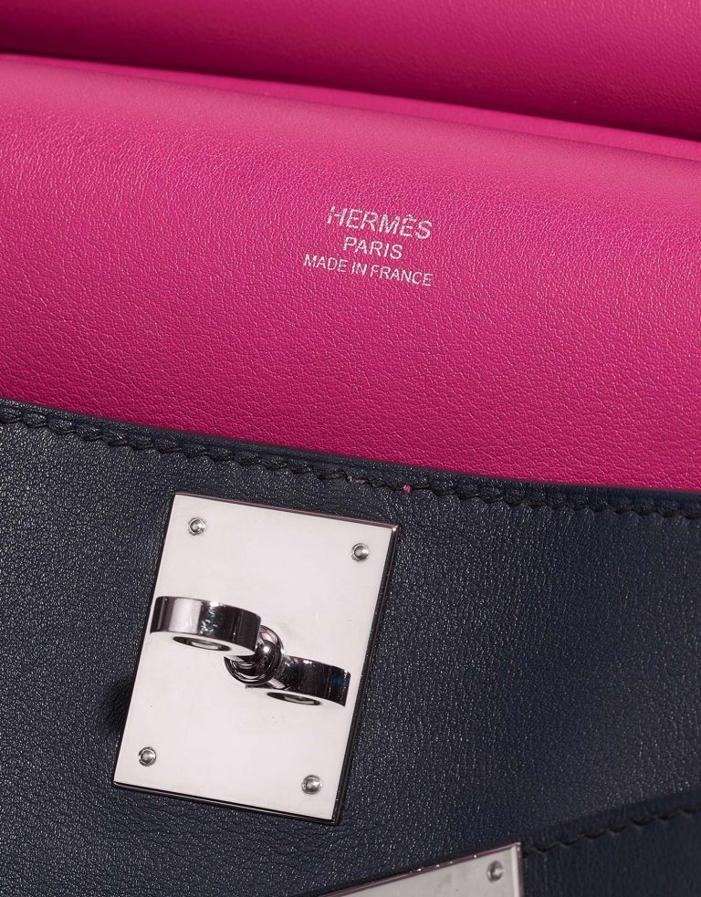 Hermès Jypsiere 28 BleuMarine-RosePourpre Logo  | Sell your designer bag on Saclab.com