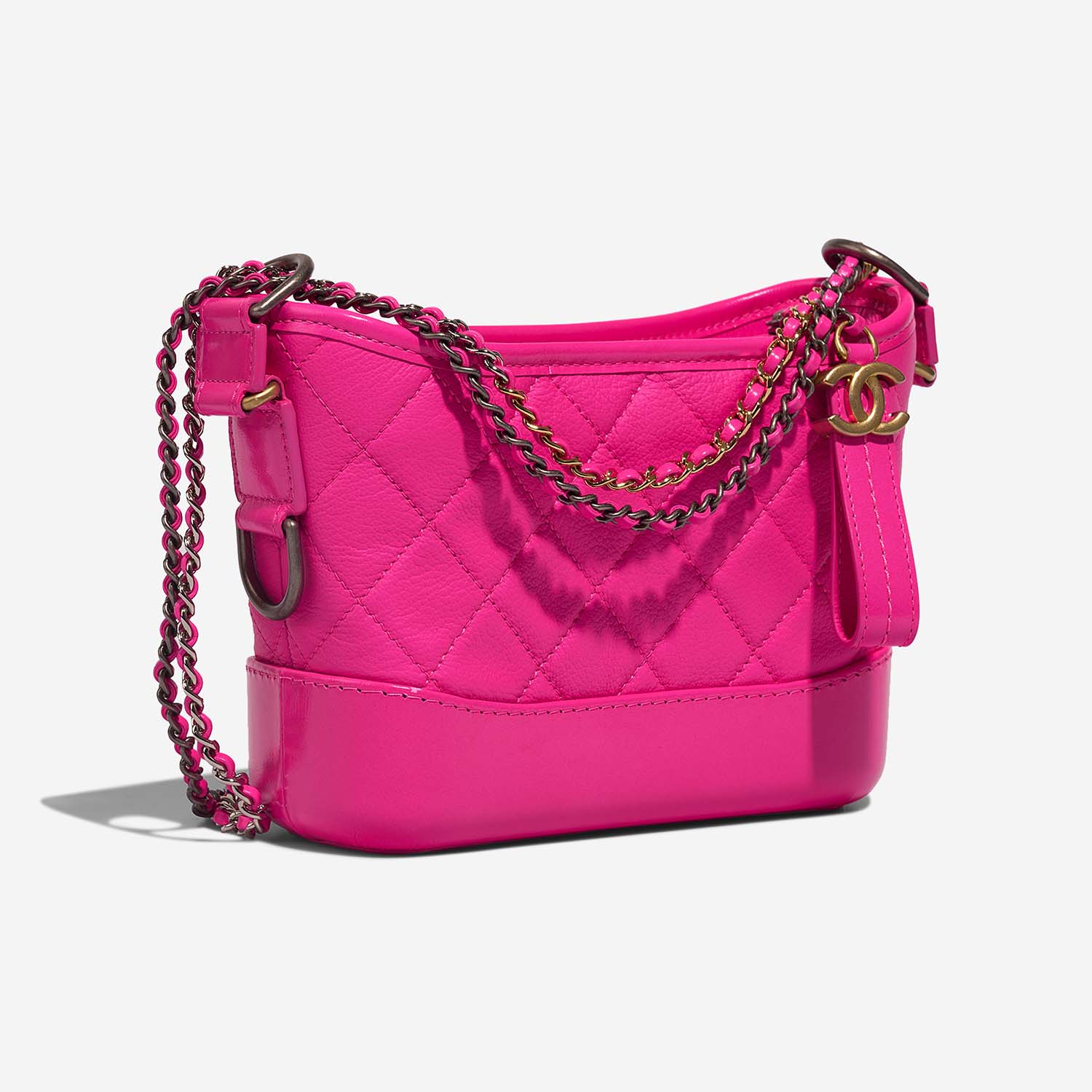 Chanel Gabrielle Small NeonPink Side Front | Sell your designer bag on Saclab.com