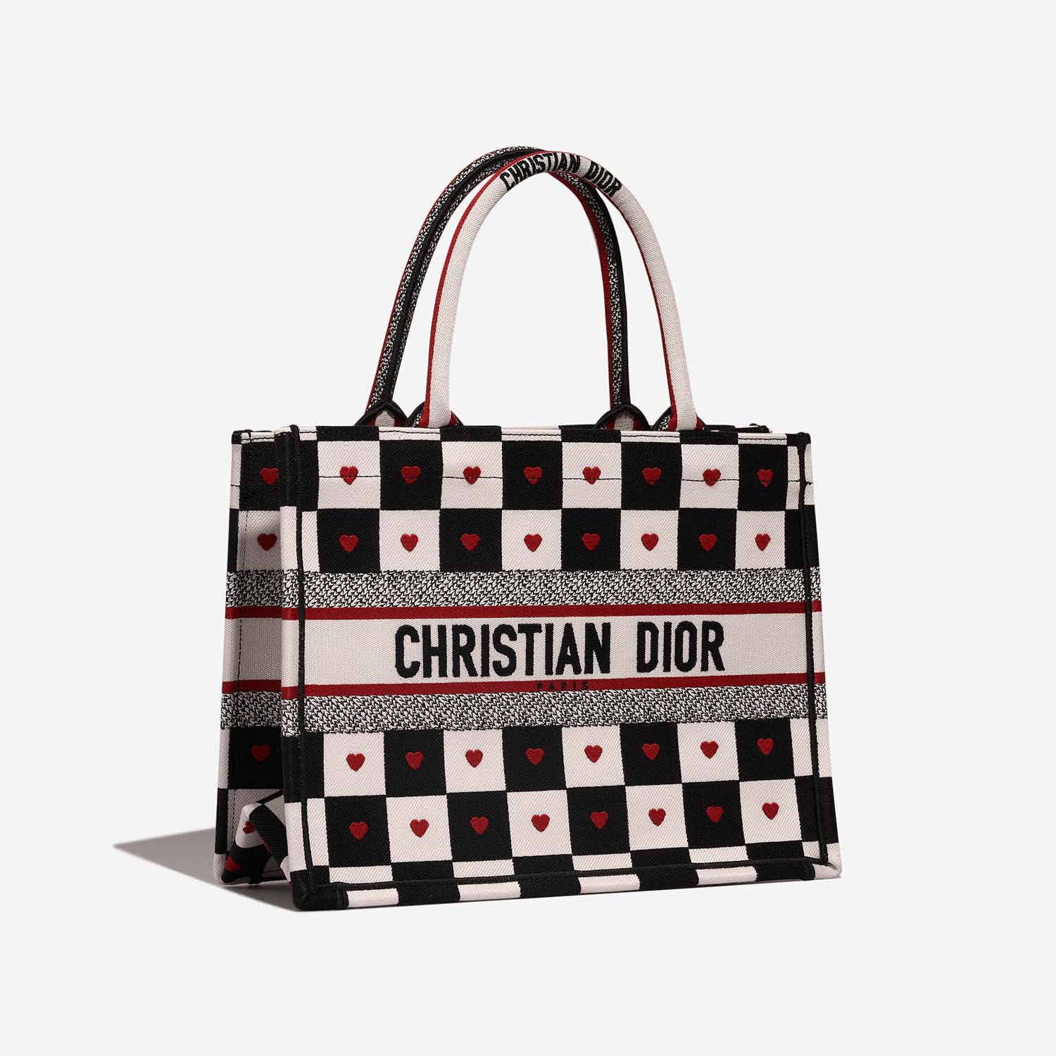 Dior BookTote Small Black-White-Red Side Front | Sell your designer bag on Saclab.com