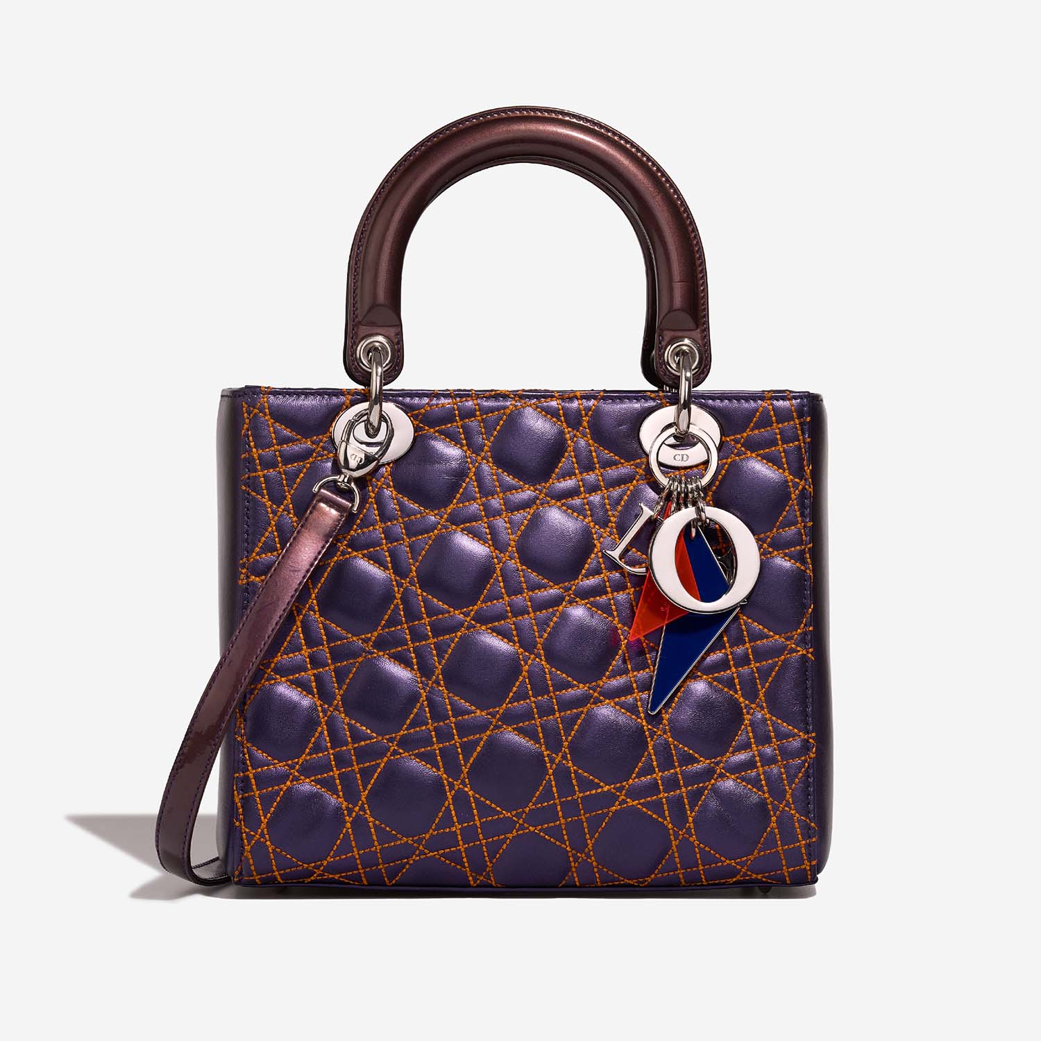 Dior Lady Medium Purple Front  S | Sell your designer bag on Saclab.com