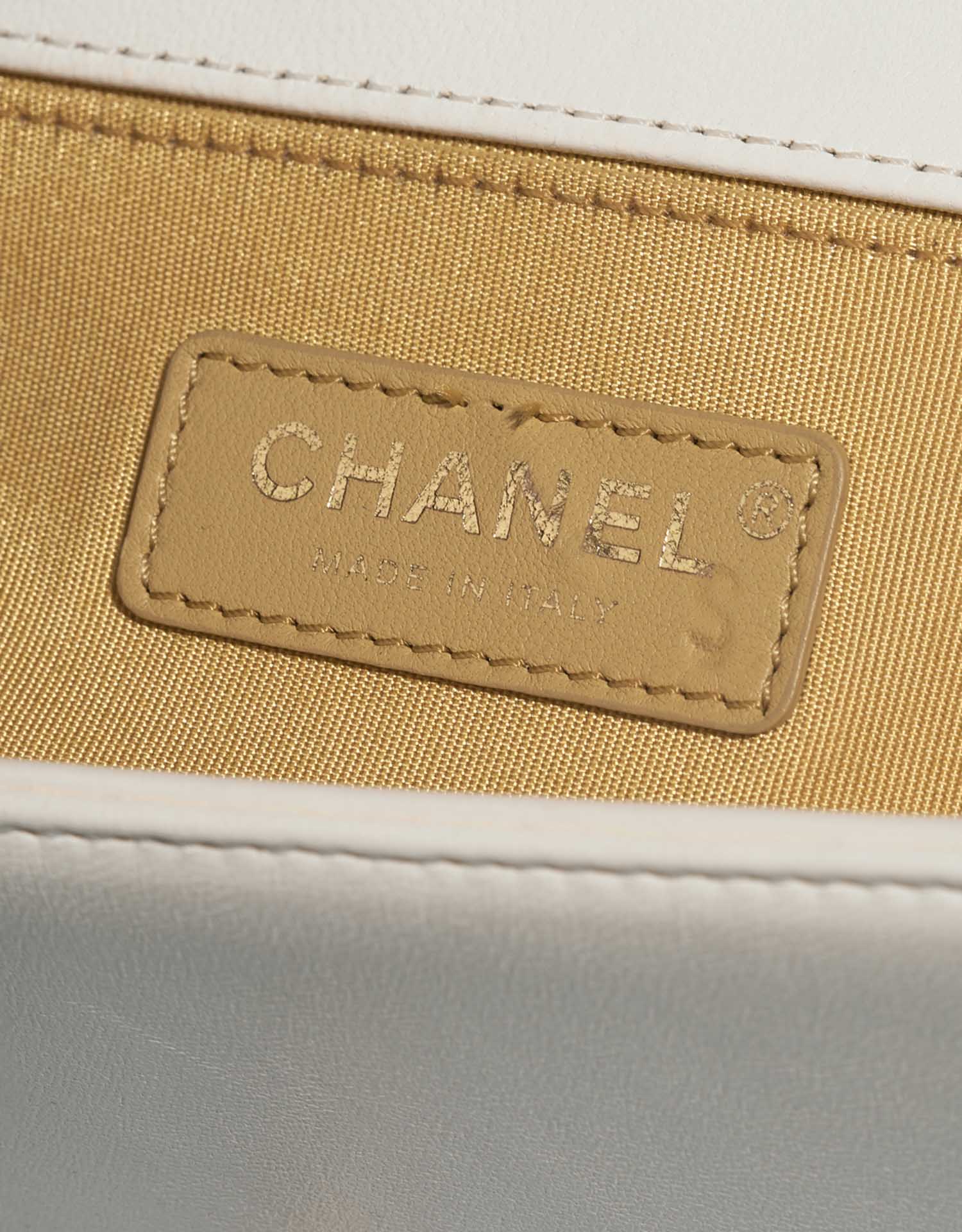 Chanel Boy Small White-Gold Logo  | Sell your designer bag on Saclab.com