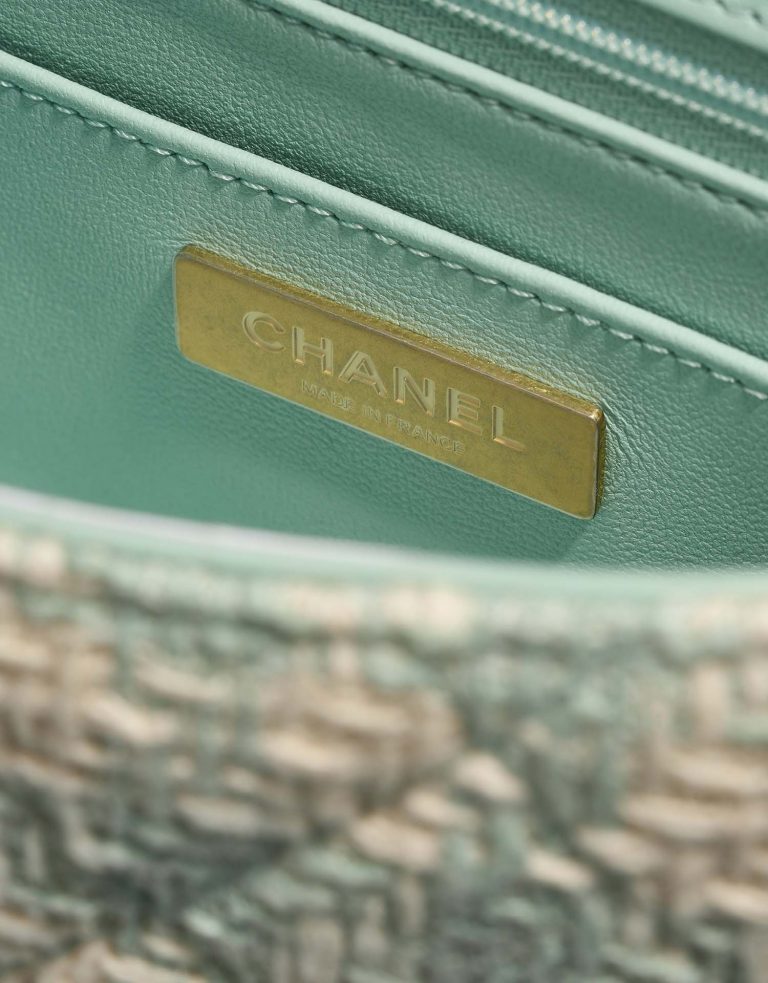 Chanel Timeless MiniSquare TiffanyBlue Logo  | Sell your designer bag on Saclab.com