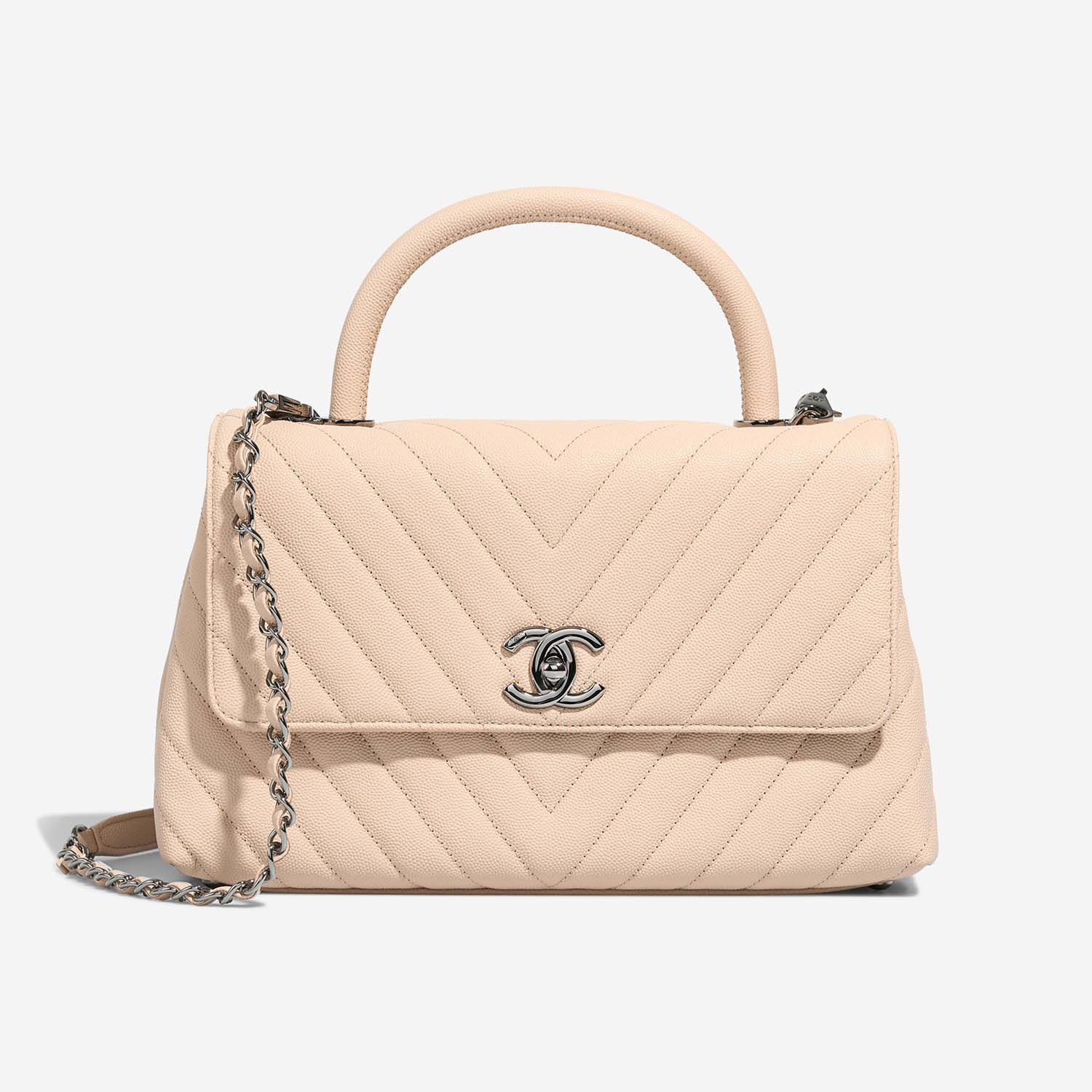 Chanel TimelessHandle Medium Beige Front  S | Sell your designer bag on Saclab.com