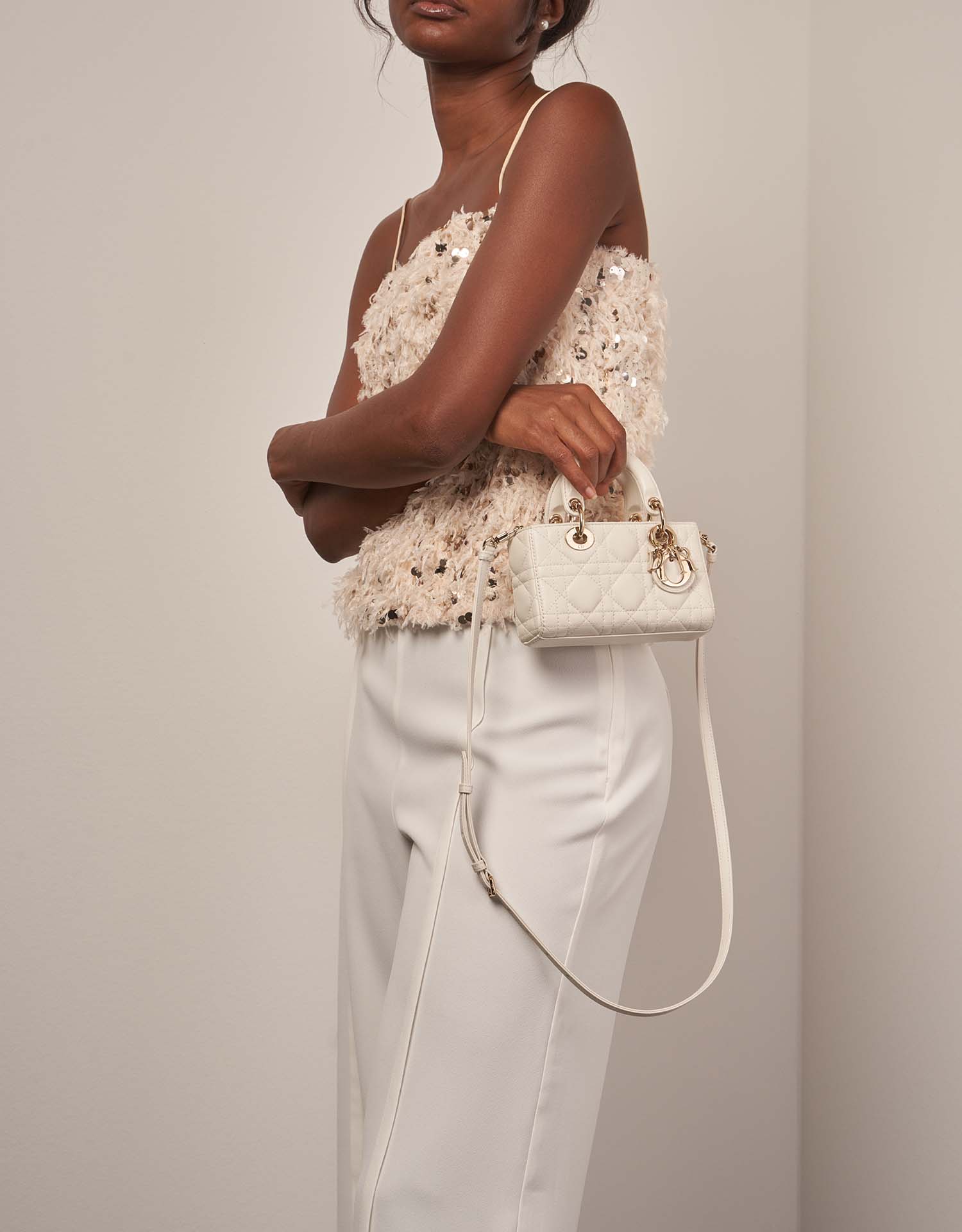 Dior LadyD-Joy Micro Cream on Model | Sell your designer bag on Saclab.com