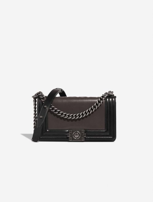 Chanel Boy OldMedium Black-Grey Front  | Sell your designer bag on Saclab.com
