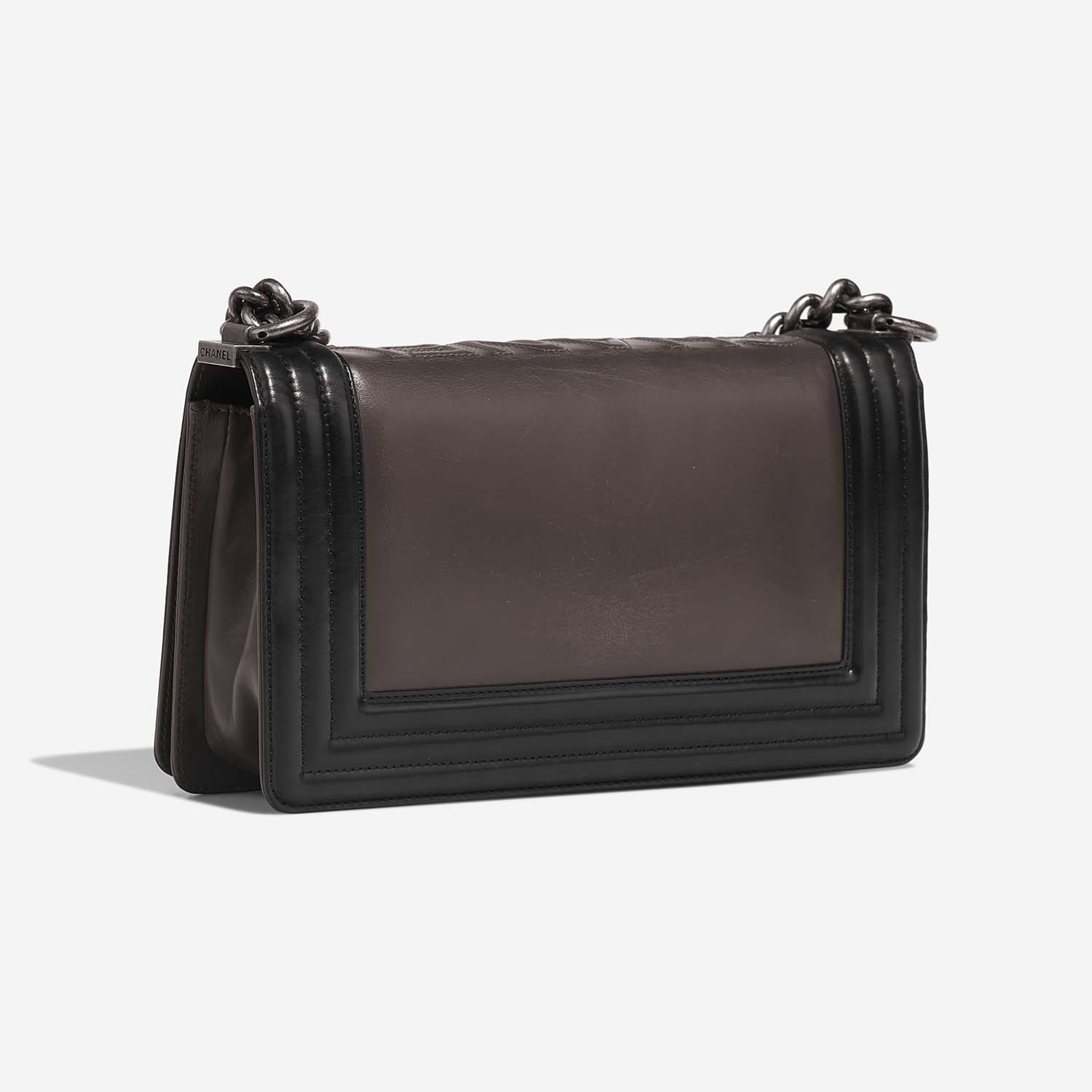 Chanel Boy OldMedium Black-Grey Side Back | Sell your designer bag on Saclab.com