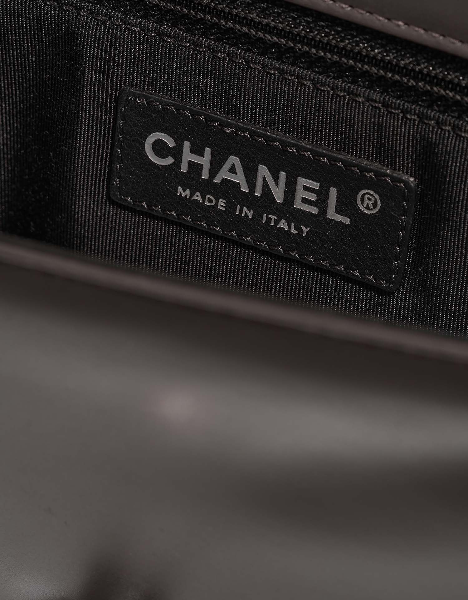 Chanel Boy OldMedium Black-Grey Logo  | Sell your designer bag on Saclab.com