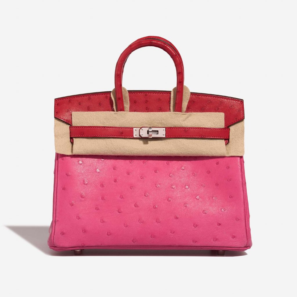 Hermès Birkin Touch 25 Ostrich Rose Tyrien / Rouge Vif SACLÀB