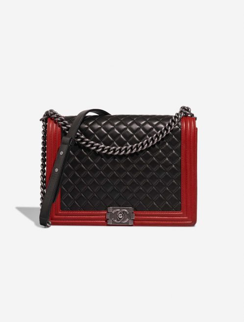 Chanel Boy Large Schwarz-Rot Front | Verkaufen Sie Ihre Designer-Tasche auf Saclab.com