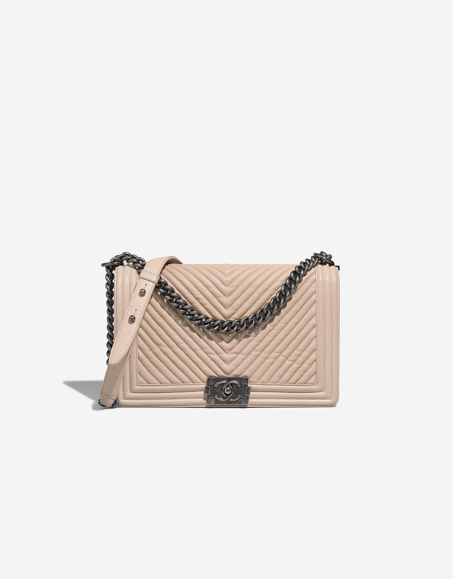 Chanel Beige Small Chevron Boy Bag Gold Hardware Available For