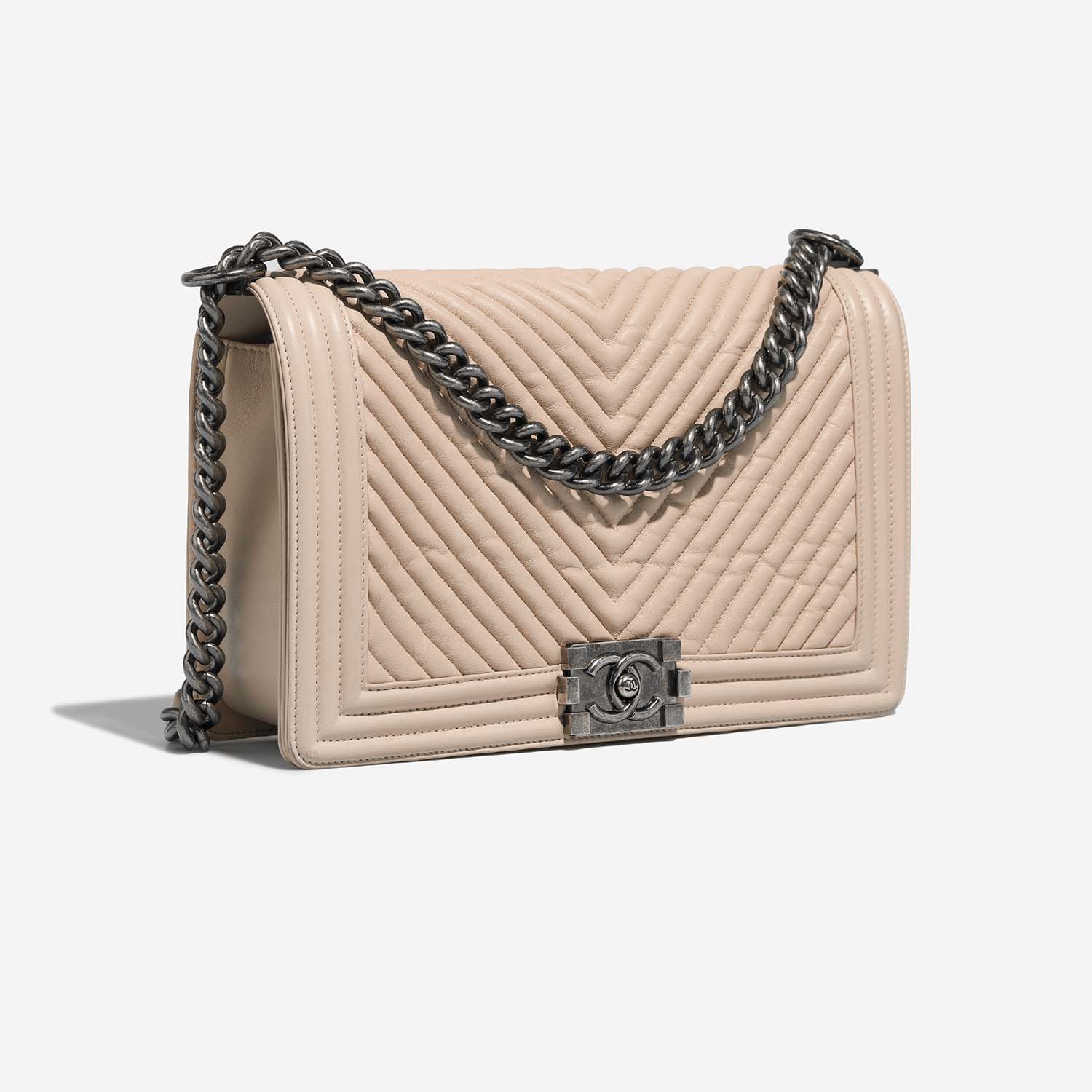 Chanel Boy NewMedium Beige Side Front  | Sell your designer bag on Saclab.com