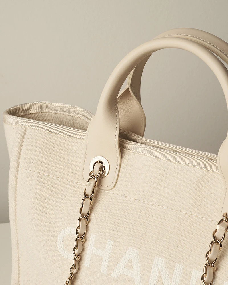 Chanel Beige Canvas Xl Deauville Tote in Natural