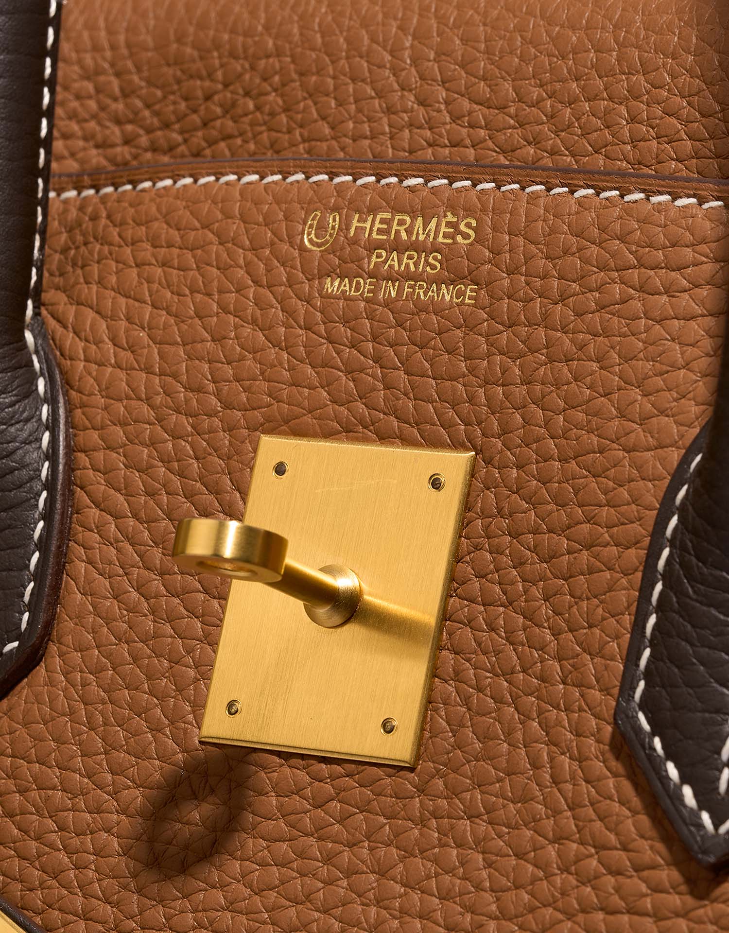 Hermès BirkinHSS 35 gold-chocolat Logo  | Sell your designer bag on Saclab.com