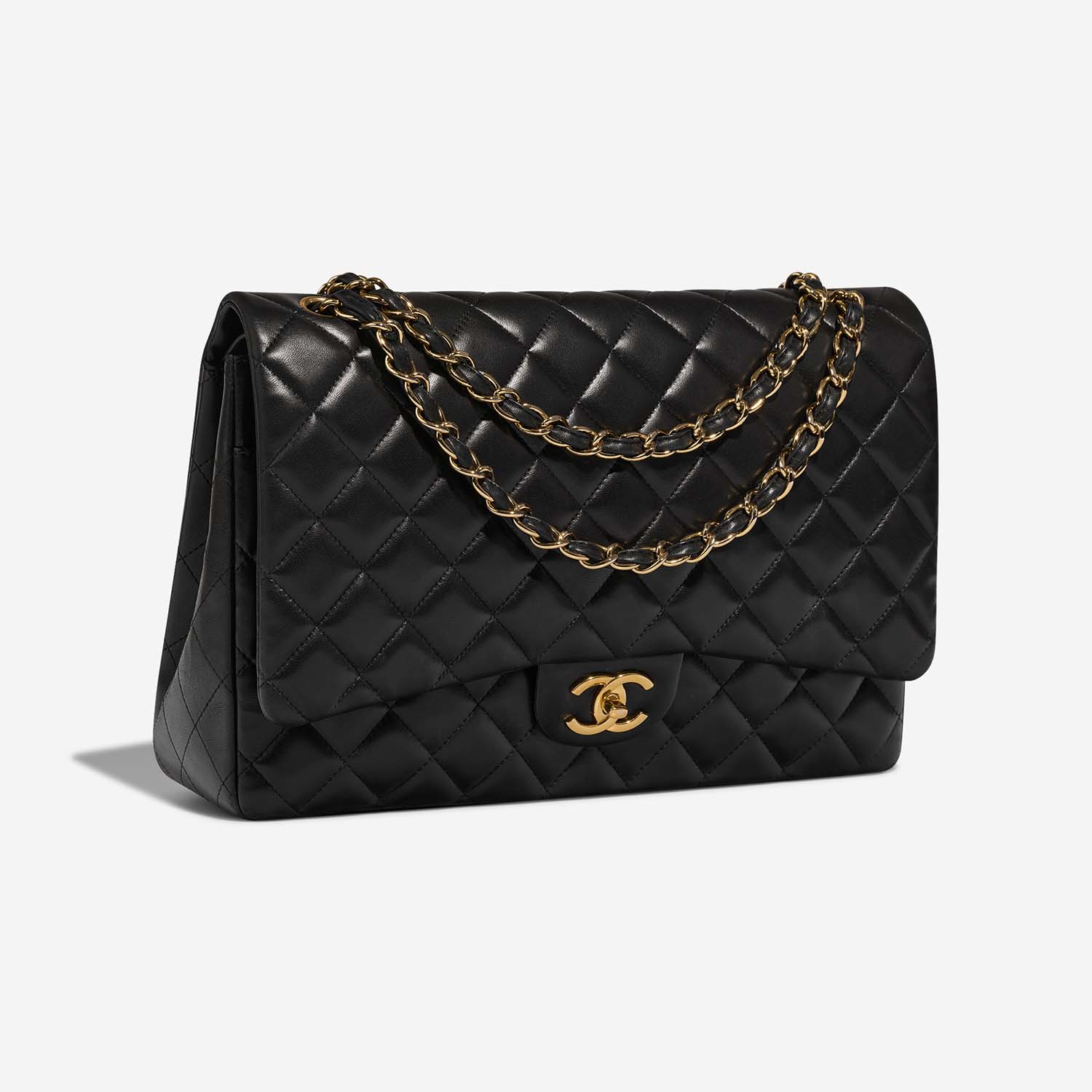 1997 Chanel Black Quilted Lambskin Vintage Jumbo XL Flap Bag at 1stDibs