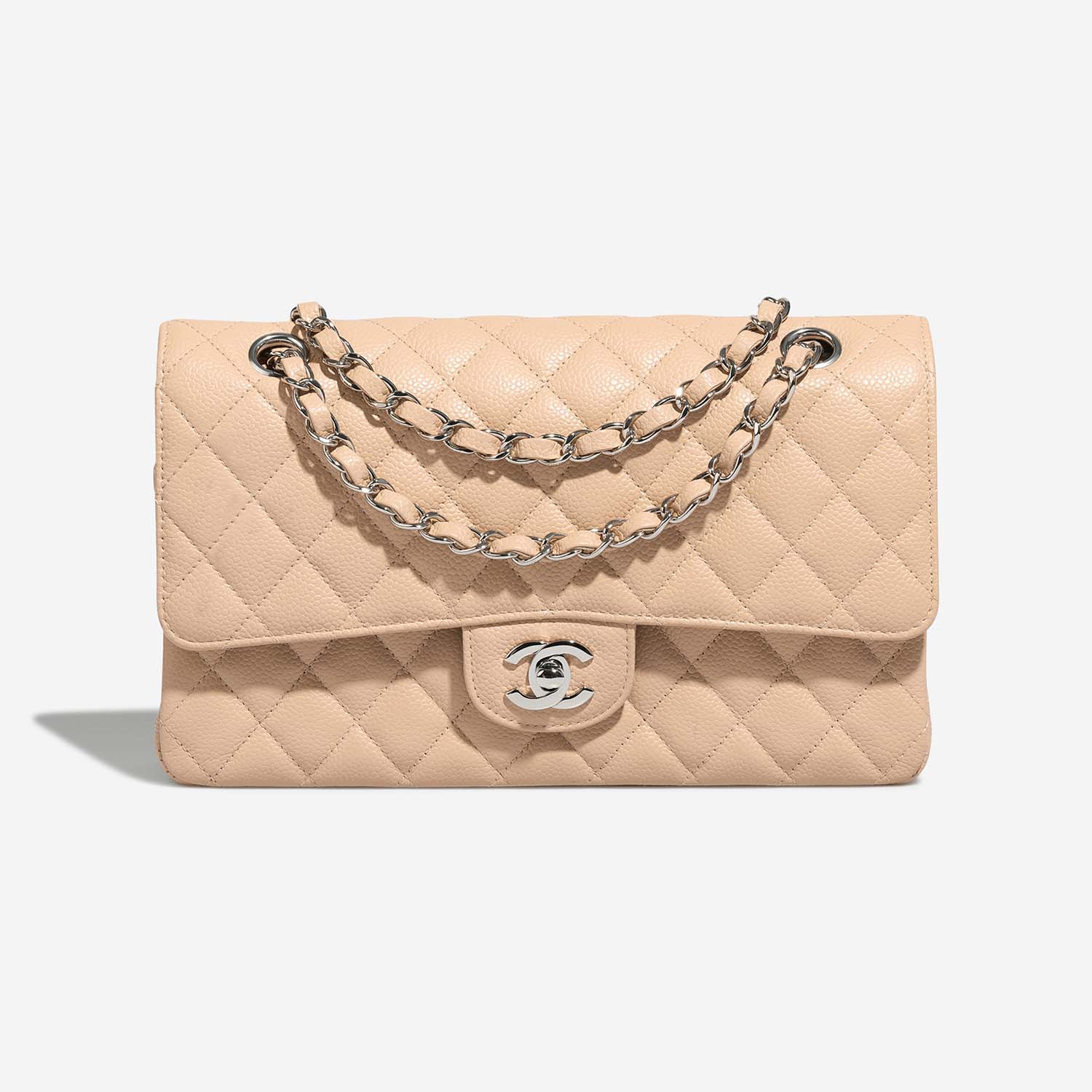 Chanel Beige Lambskin Medium Timeless Double Flap Bag
