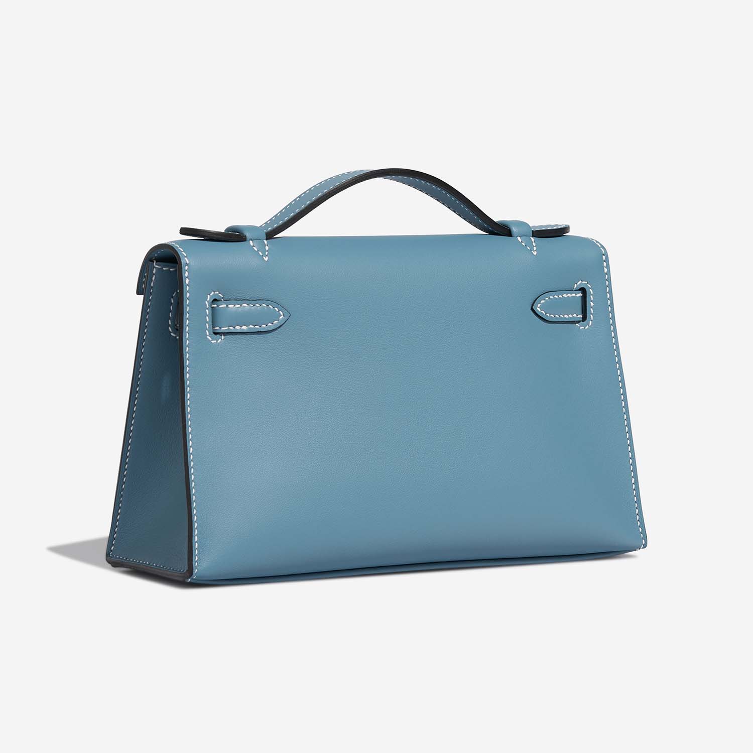 Hermès Kelly Pochette BleuJean Side Back | Sell your designer bag on Saclab.com