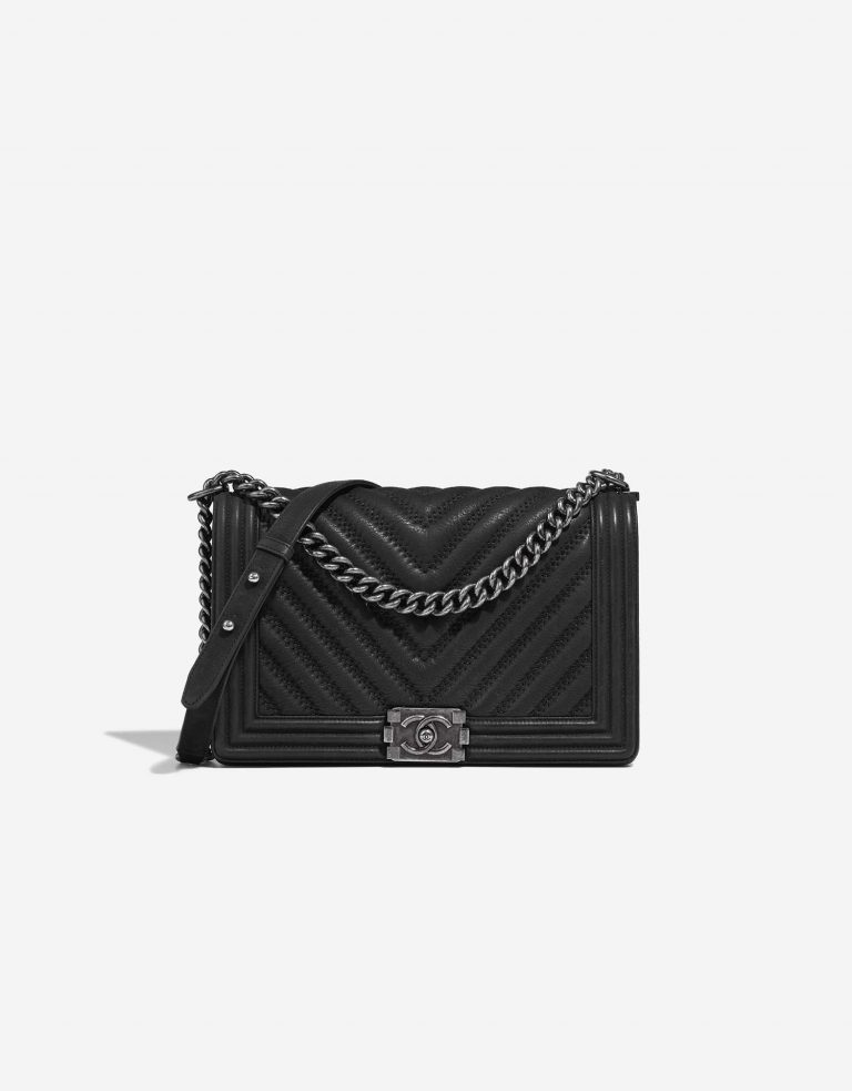 Chanel Boy NewMedium Black Front  | Sell your designer bag on Saclab.com