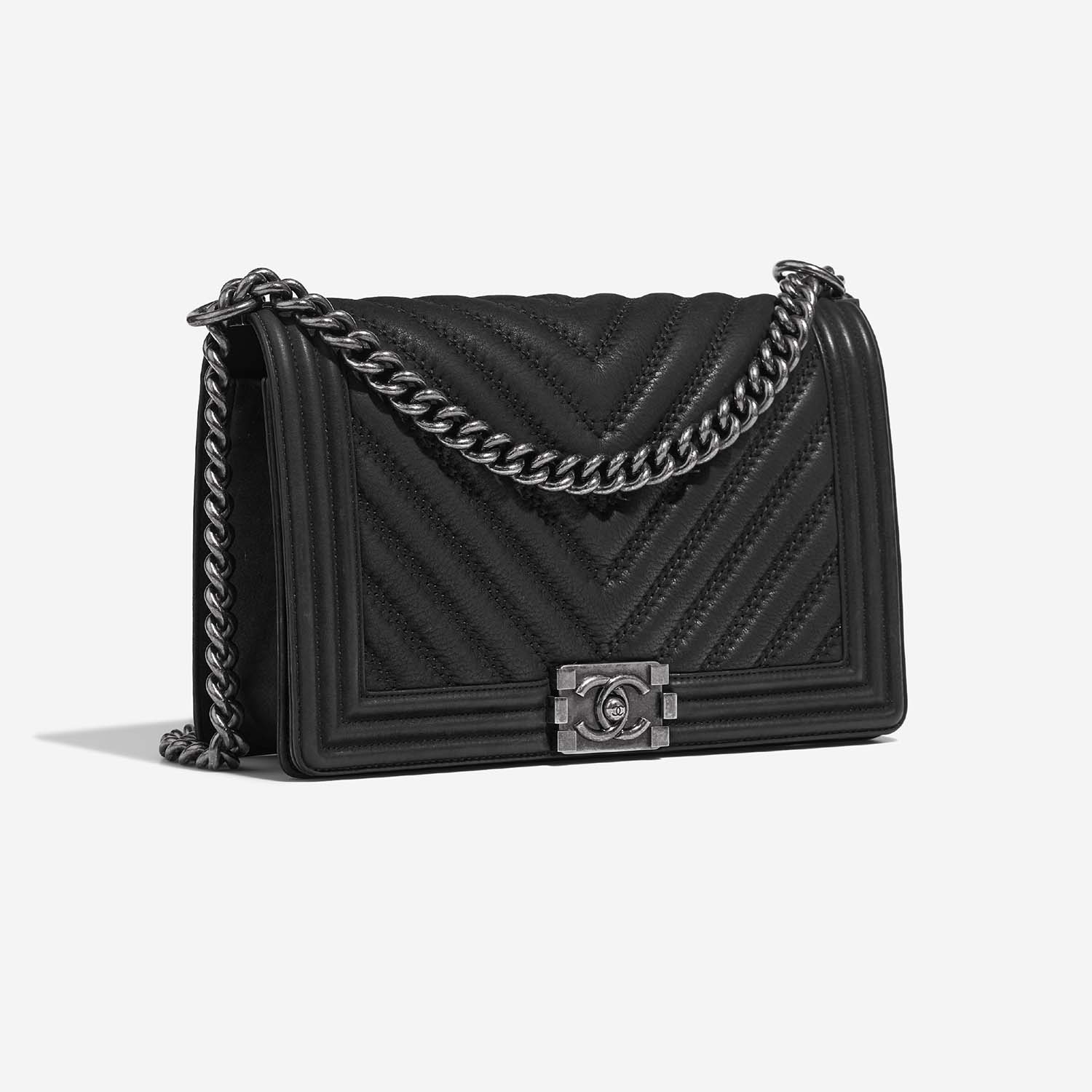 Chanel Boy NewMedium Black Side Front  | Sell your designer bag on Saclab.com