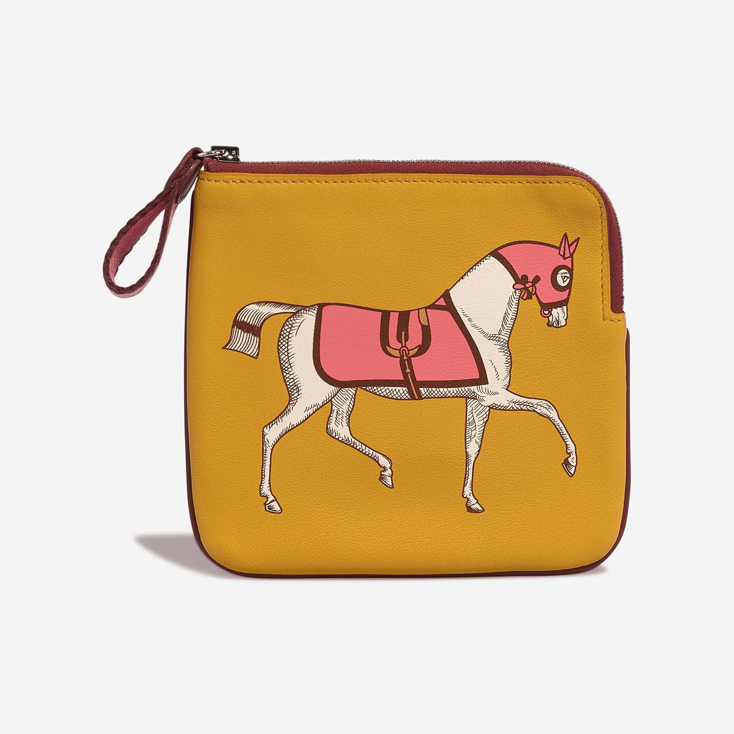 Hermès TrousseCarrePocket OneSize Curry-RoseAzalée-RougeSellier Front | Sell your designer bag on Saclab.com