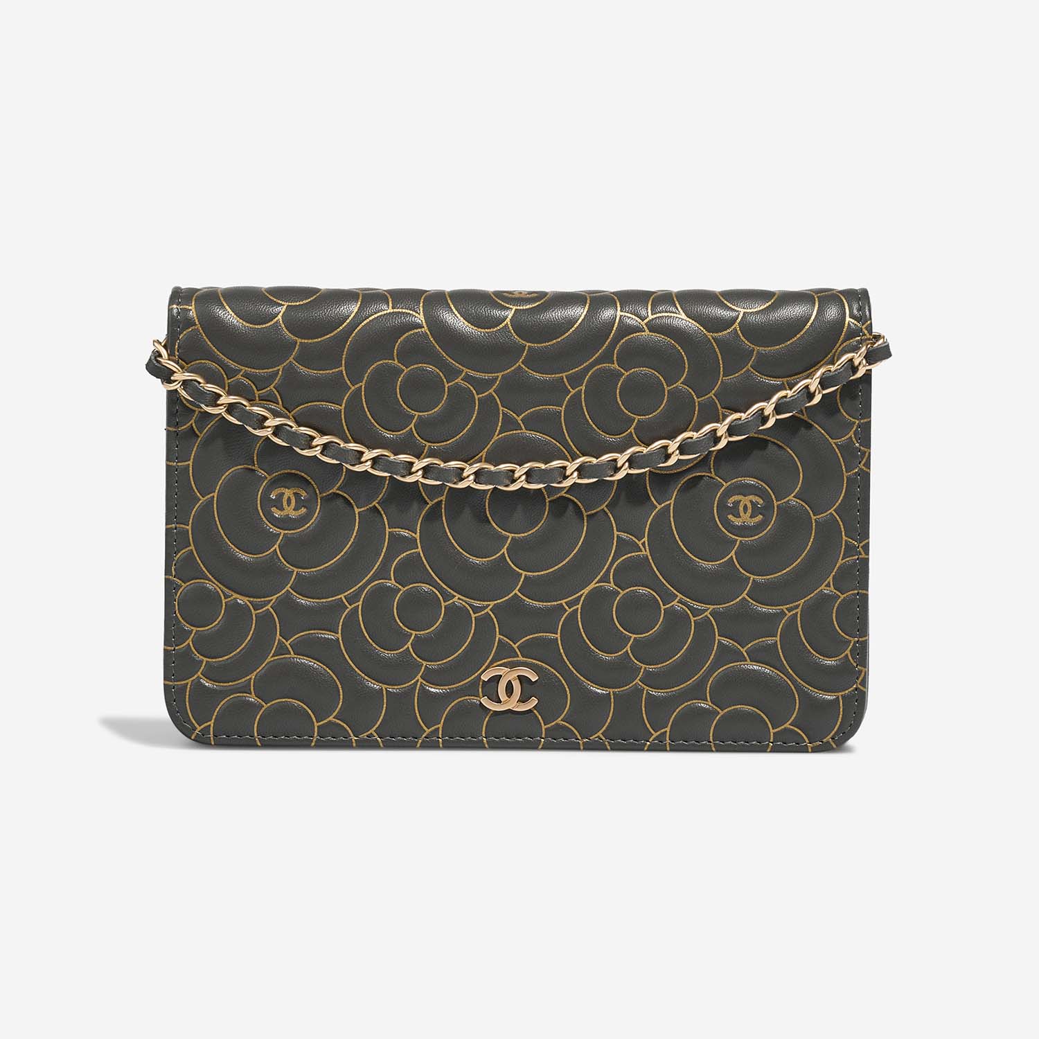 Chanel WalletOnChain DarkGrey-Gold Front  S | Sell your designer bag on Saclab.com