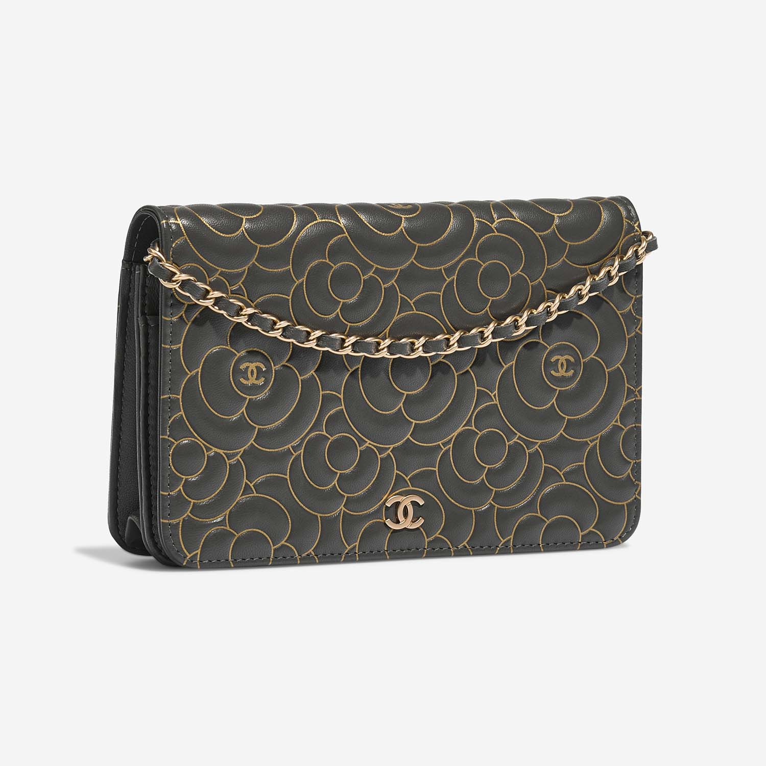 Chanel WalletOnChain DarkGrey-Gold Side Front  | Sell your designer bag on Saclab.com